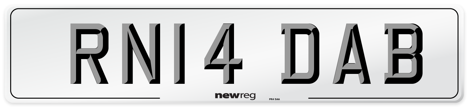 RN14 DAB Number Plate from New Reg